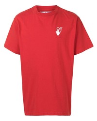 rotes T-Shirt mit einem Rundhalsausschnitt von Off-White