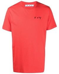 rotes T-Shirt mit einem Rundhalsausschnitt von Off-White