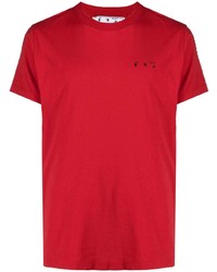 rotes T-Shirt mit einem Rundhalsausschnitt von Off-White