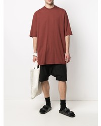 rotes T-Shirt mit einem Rundhalsausschnitt von Rick Owens DRKSHDW