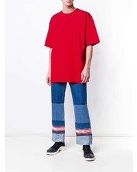 rotes T-Shirt mit einem Rundhalsausschnitt von Calvin Klein 205W39nyc