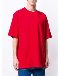 rotes T-Shirt mit einem Rundhalsausschnitt von Calvin Klein 205W39nyc