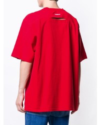 rotes T-Shirt mit einem Rundhalsausschnitt von Calvin Klein 205W39nyc