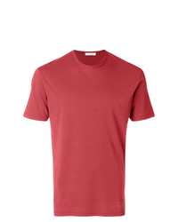 rotes T-Shirt mit einem Rundhalsausschnitt von Paolo Pecora