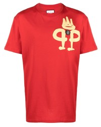 rotes T-Shirt mit einem Rundhalsausschnitt von Philipp Plein