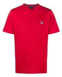 rotes T-Shirt mit einem Rundhalsausschnitt von PS Paul Smith