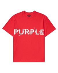 rotes T-Shirt mit einem Rundhalsausschnitt von purple brand
