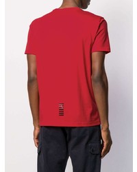 rotes T-Shirt mit einem Rundhalsausschnitt von Ea7 Emporio Armani