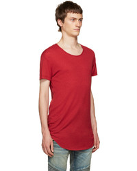 rotes T-Shirt mit einem Rundhalsausschnitt von Balmain