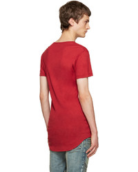 rotes T-Shirt mit einem Rundhalsausschnitt von Balmain