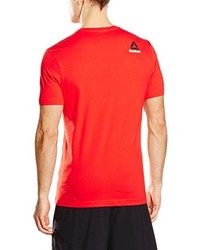 rotes T-Shirt mit einem Rundhalsausschnitt von Reebok