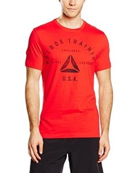 rotes T-Shirt mit einem Rundhalsausschnitt von Reebok