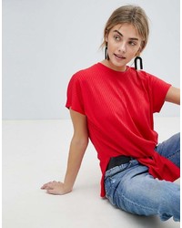 rotes T-Shirt mit einem Rundhalsausschnitt von New Look