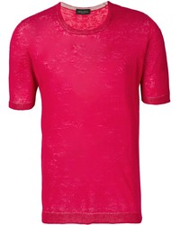 rotes T-Shirt mit einem Rundhalsausschnitt von Roberto Collina