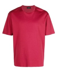 rotes T-Shirt mit einem Rundhalsausschnitt von Roberto Collina