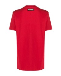 rotes T-Shirt mit einem Rundhalsausschnitt von DSQUARED2