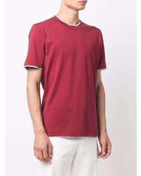 rotes T-Shirt mit einem Rundhalsausschnitt von Brunello Cucinelli