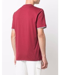 rotes T-Shirt mit einem Rundhalsausschnitt von Brunello Cucinelli