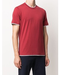 rotes T-Shirt mit einem Rundhalsausschnitt von Brunello Cucinelli