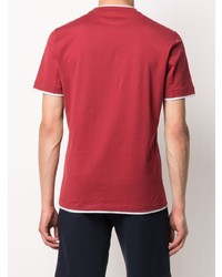 rotes T-Shirt mit einem Rundhalsausschnitt von Brunello Cucinelli