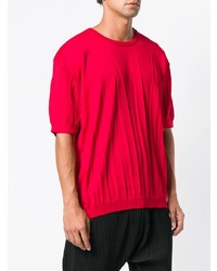 rotes T-Shirt mit einem Rundhalsausschnitt von Issey Miyake Men