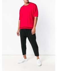 rotes T-Shirt mit einem Rundhalsausschnitt von Issey Miyake Men