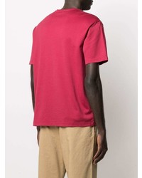 rotes T-Shirt mit einem Rundhalsausschnitt von Roberto Collina