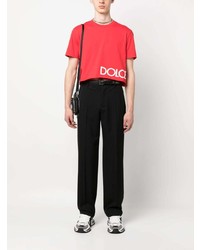 rotes T-Shirt mit einem Rundhalsausschnitt von Dolce & Gabbana