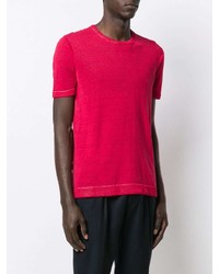 rotes T-Shirt mit einem Rundhalsausschnitt von Roberto Collina