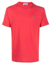 rotes T-Shirt mit einem Rundhalsausschnitt von Stone Island