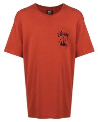 rotes T-Shirt mit einem Rundhalsausschnitt von Stussy