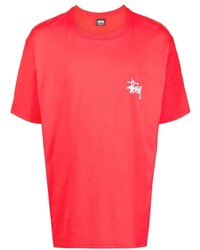 rotes T-Shirt mit einem Rundhalsausschnitt von Stussy