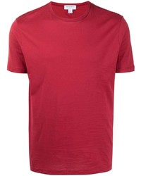 rotes T-Shirt mit einem Rundhalsausschnitt von Sunspel
