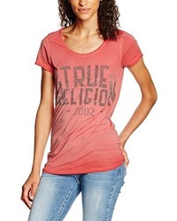 rotes T-Shirt mit einem Rundhalsausschnitt von True Religion