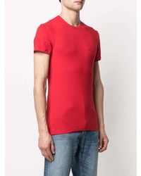 rotes T-Shirt mit einem Rundhalsausschnitt von Versace