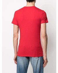 rotes T-Shirt mit einem Rundhalsausschnitt von Versace