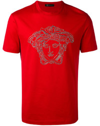 rotes T-Shirt mit einem Rundhalsausschnitt von Versace