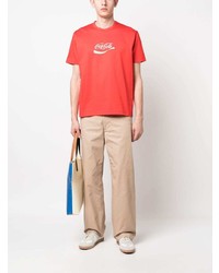 rotes T-Shirt mit einem Rundhalsausschnitt von Junya Watanabe MAN