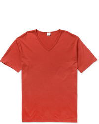 rotes T-Shirt mit einem V-Ausschnitt von Sunspel