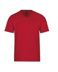 rotes T-Shirt mit einem V-Ausschnitt von Trigema
