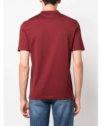 rotes T-Shirt mit einem V-Ausschnitt von Brunello Cucinelli