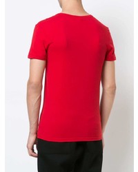 rotes T-Shirt mit einem V-Ausschnitt von Versace