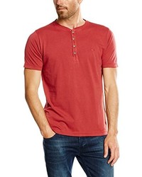 rotes T-shirt mit einer Knopfleiste von camel active