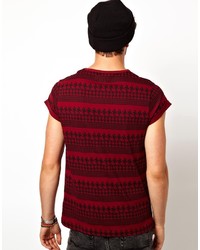 rotes T-shirt mit Hahnentritt-Muster von Asos