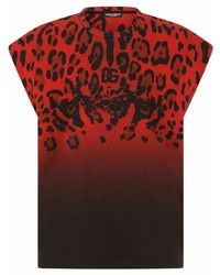 rotes Trägershirt mit Leopardenmuster von Dolce & Gabbana