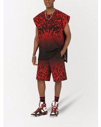 rotes Trägershirt mit Leopardenmuster von Dolce & Gabbana