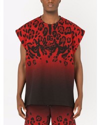 rotes Trägershirt mit Leopardenmuster von Dolce & Gabbana