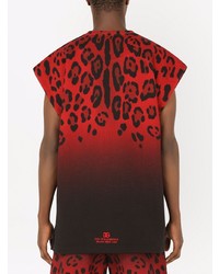 rotes Trägershirt mit Leopardenmuster von Dolce & Gabbana