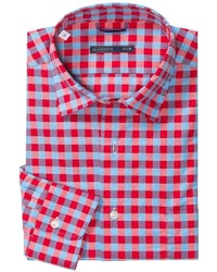 rotes und dunkelblaues Hemd mit Vichy-Muster