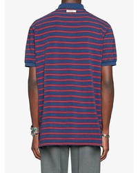 rotes und dunkelblaues horizontal gestreiftes Polohemd von Gucci